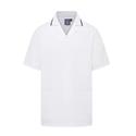 637 Mens Stud Front Tunic White/Navy Trim..