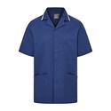 637 Mens Stud Front Tunic Navy/White Trim..