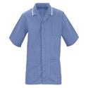 637 Mens Stud Front Tunic Hospital Blue/White Trim..