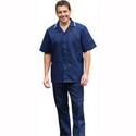 637 Mens Stud Front Tunic SkyBlue/White Trim..